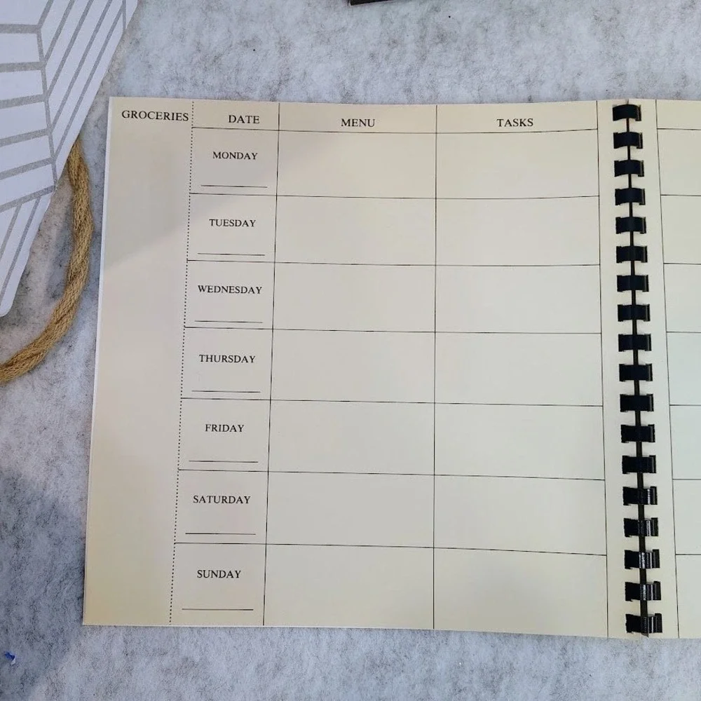 Vintage Remembrancer Weekly Planner Spiral Undated Organizer Cream Minimalist